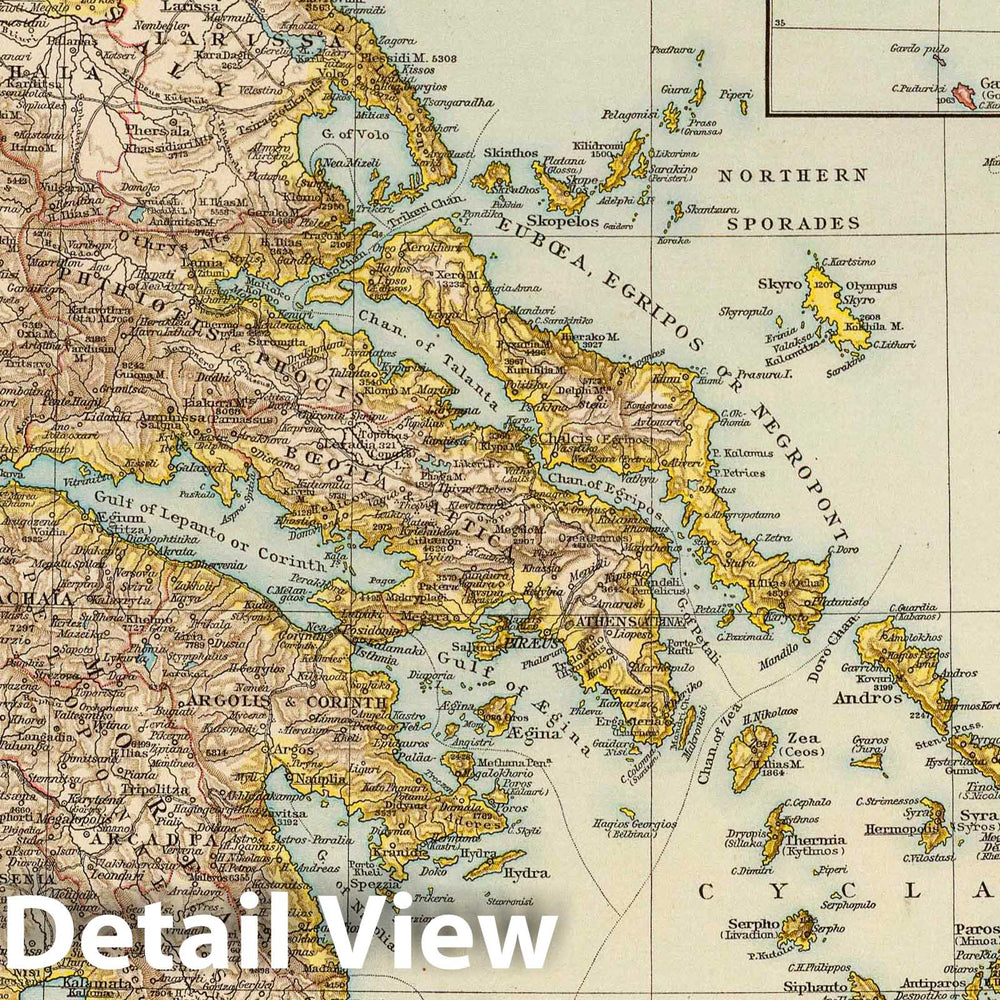 Historic Map : 1895 Greece. - Vintage Wall Art