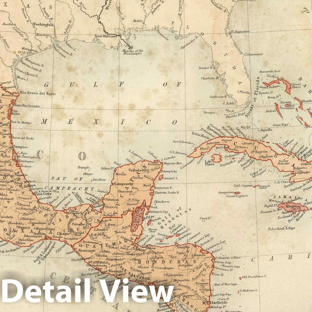 Historic Map : National Atlas - 1856 Central America, Mexico & West Indies. - Vintage Wall Art