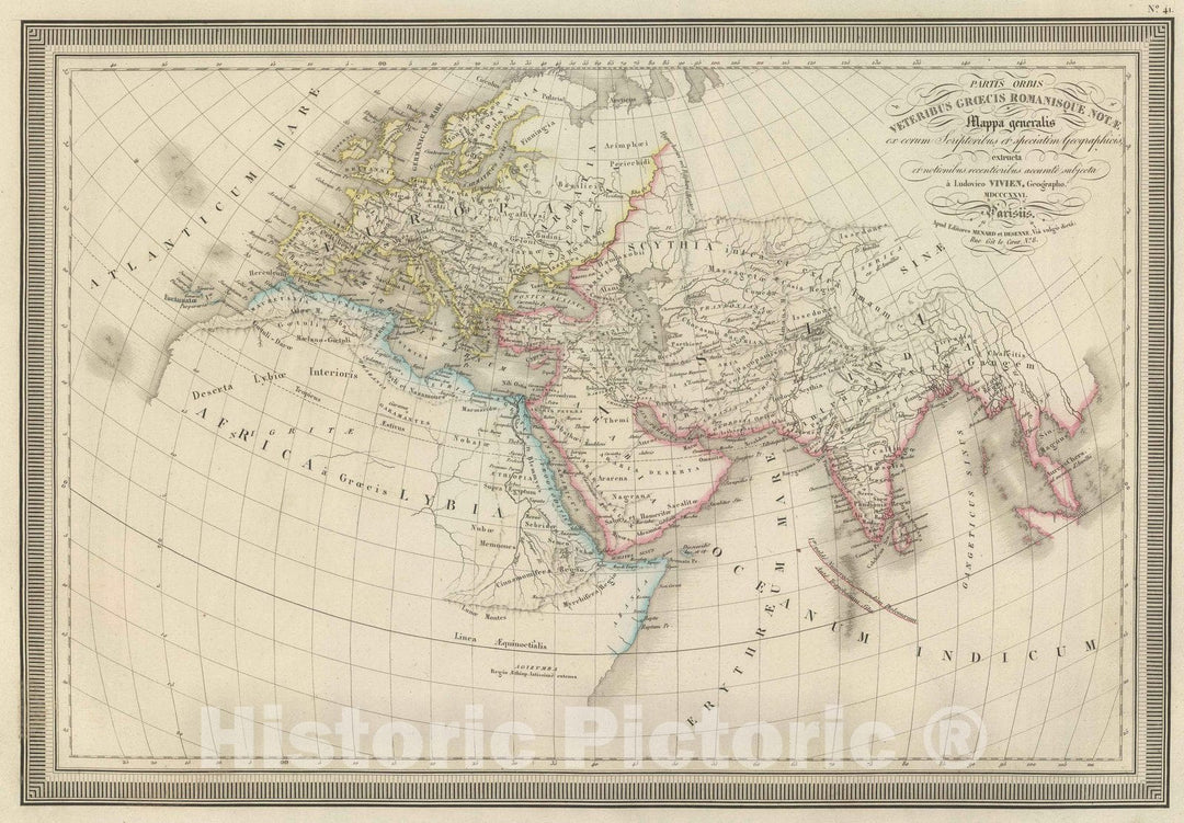 Historic Map : Mediterranean 1826 Partis Orbis Veteribus Groecis Romanisque. , Vintage Wall Art