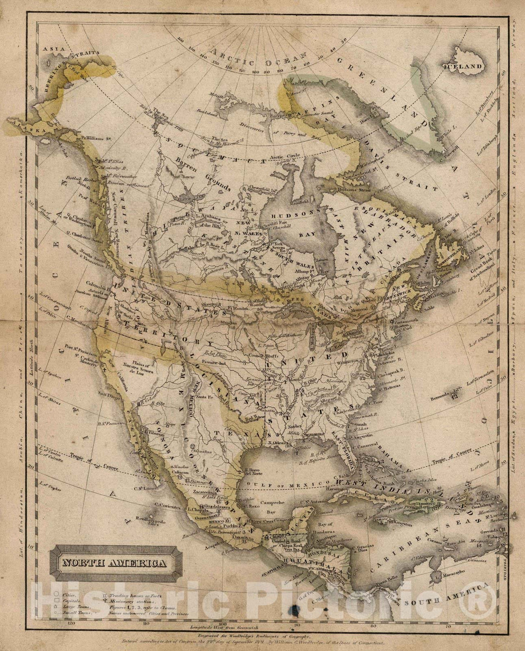 Historic Map : School Atlas - 1821 North America - Vintage Wall Art