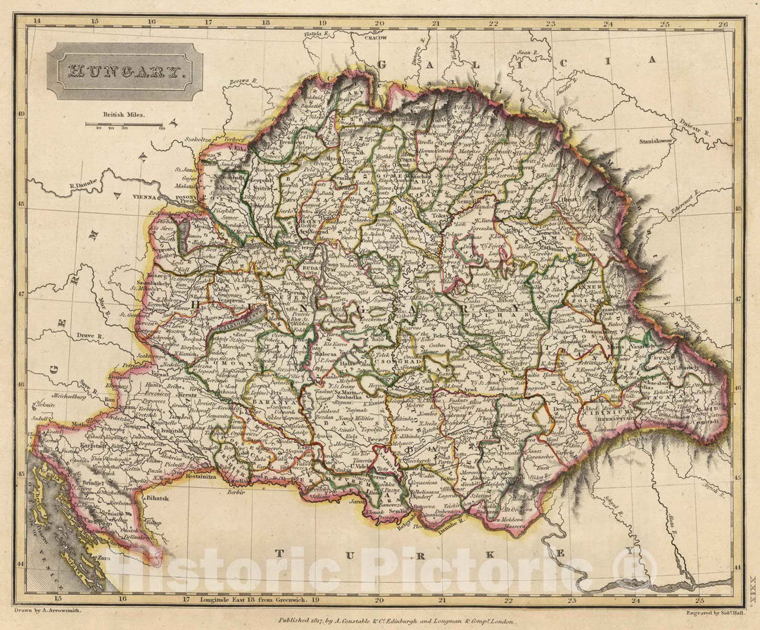 Historic Map : 1817 Hungary - Vintage Wall Art