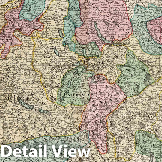 Historic Map : Switzerland, , Europe 1767 La Suisse : divisee en ses XIII Cantons et ses Allies , Vintage Wall Art