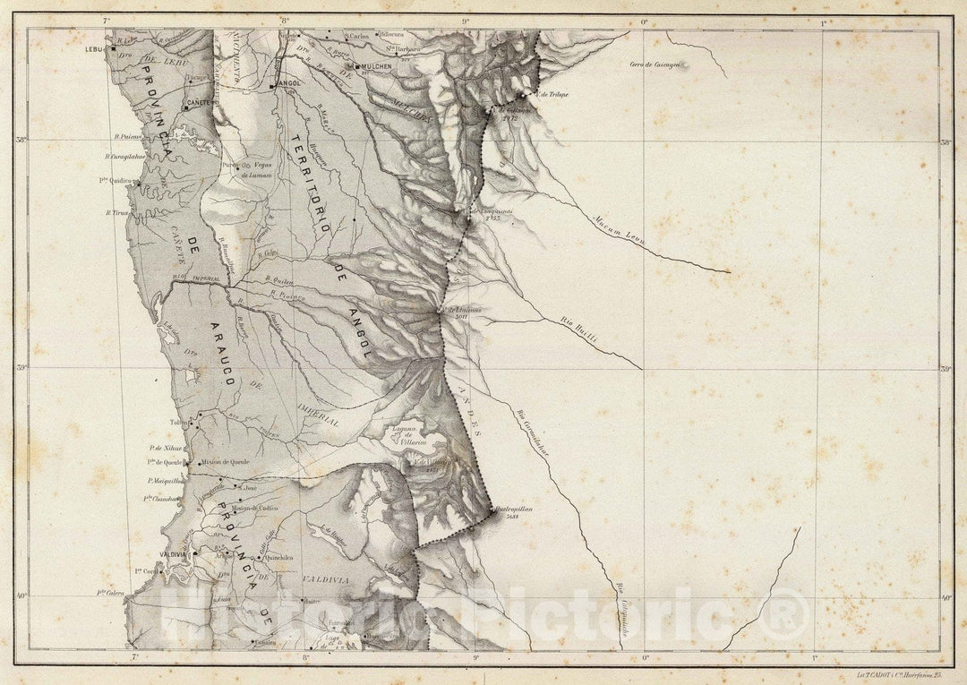 Historic Map : Chile, 1884 (Mapa de la Republica de Chile 7) , Vintage Wall Art