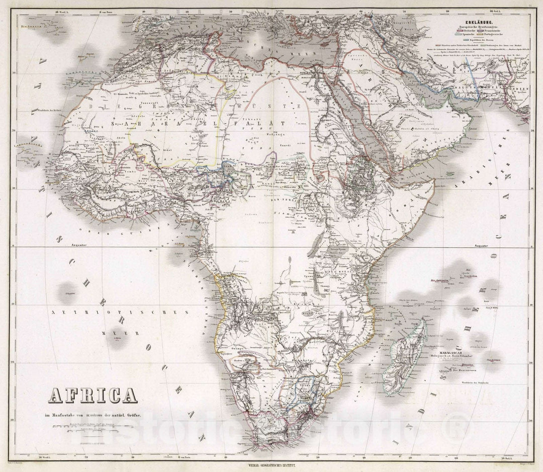 Historic Map : 1875 Africa : Vintage Wall Art