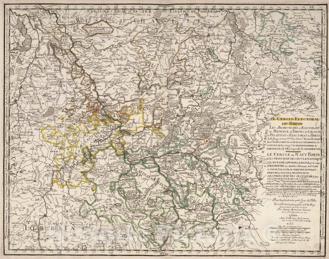 Historic Map : 1704 Electoral Circle of the Rhine, Germany. - Vintage Wall Art