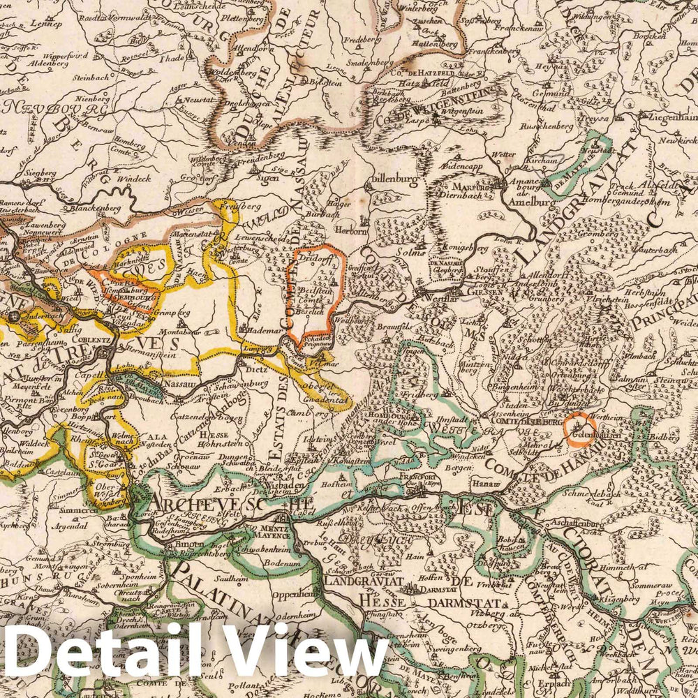 Historic Map : 1704 Electoral Circle of the Rhine, Germany. - Vintage Wall Art