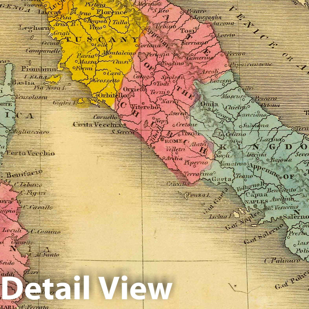 Historic Map : 1845 Italy. - Vintage Wall Art