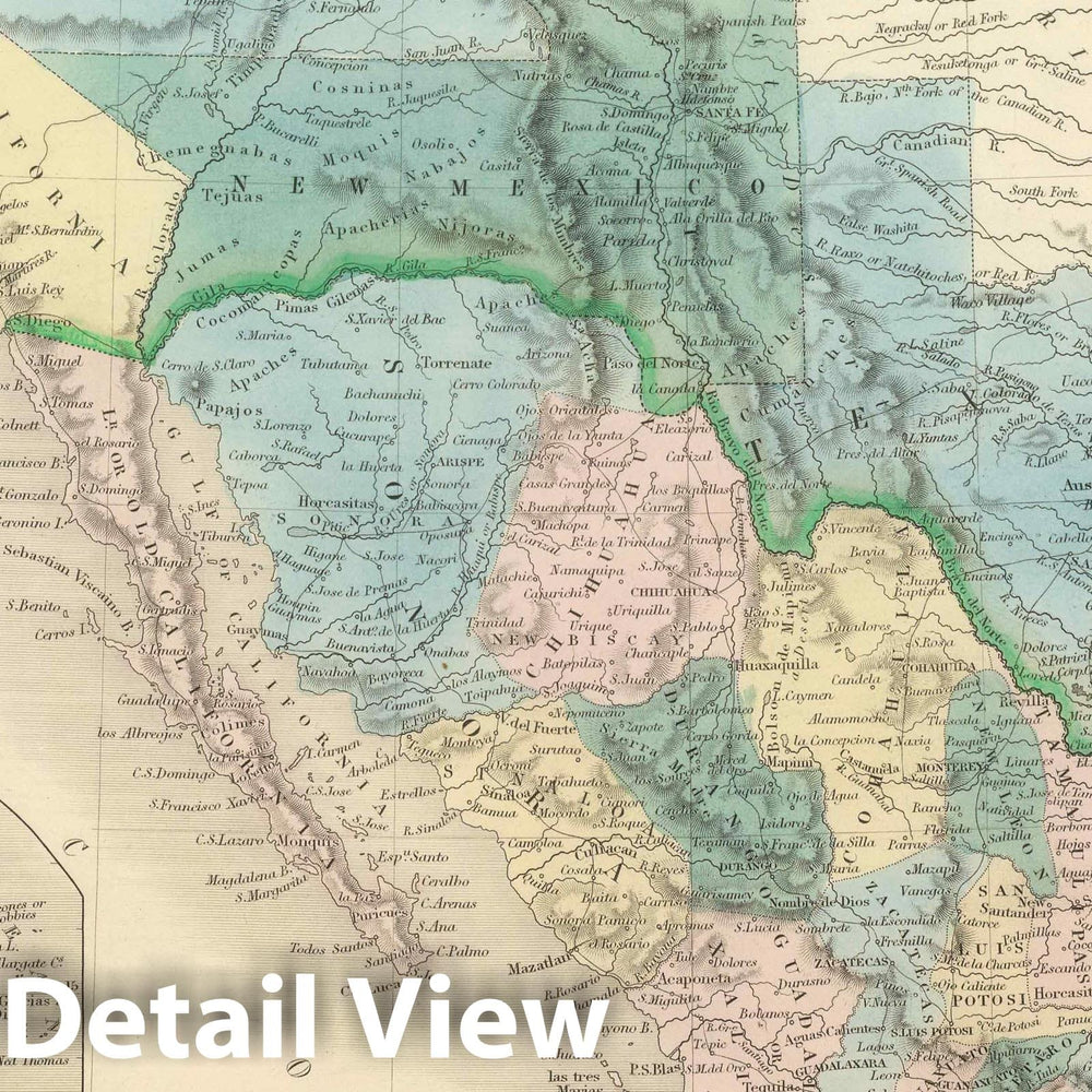 Historic Map : 1854 Mexico, California & Texas. - Vintage Wall Art