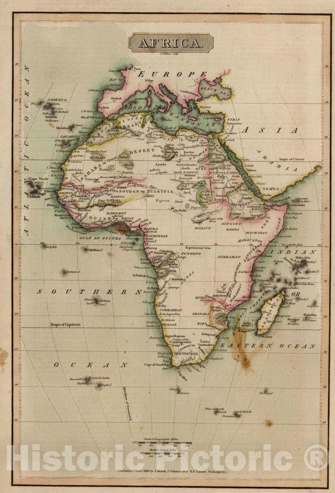 Historic Map : School Atlas - 1814 Africa - Vintage Wall Art