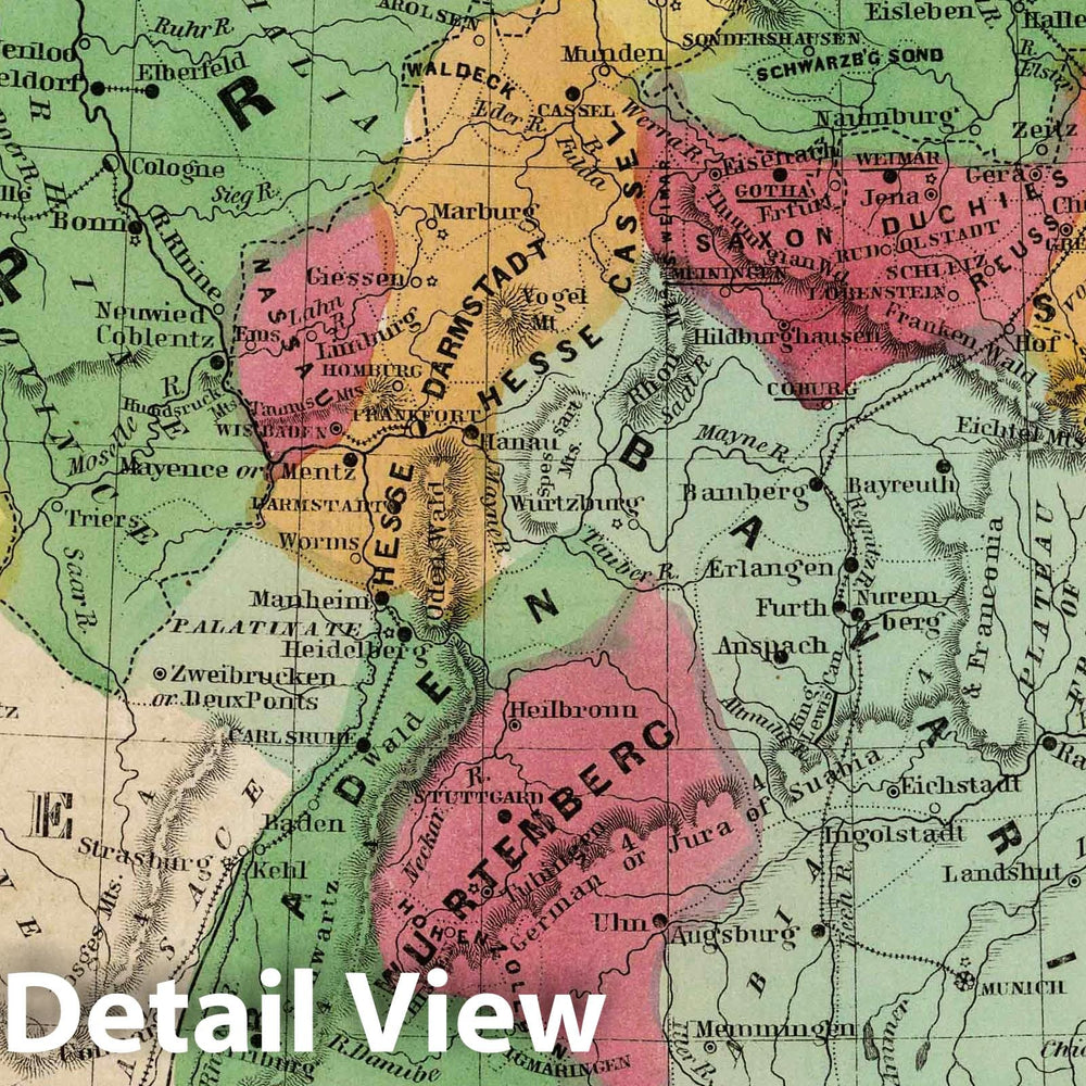 Historic Map : School Atlas - 1845 Political Map Of Germany - Vintage Wall Art