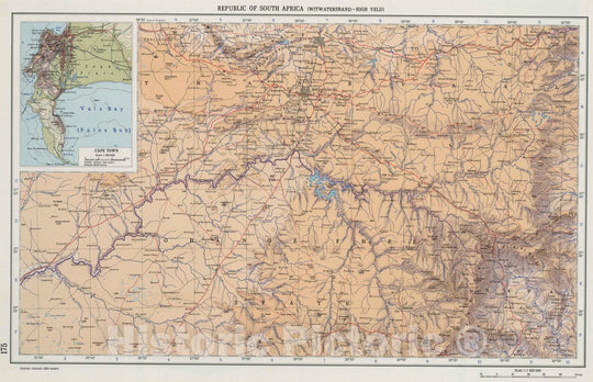 Historic Map : 1967 175. Republic of South Africa. Capetown. The World Atlas. - Vintage Wall Art