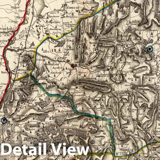 Historic Map : France, 1790 Atlas National de France : Departement de la Drome , Vintage Wall Art