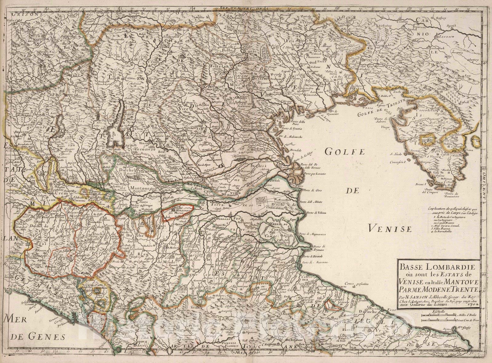 Historic Map : 1702 Lower Lombardy, Italy. - Vintage Wall Art