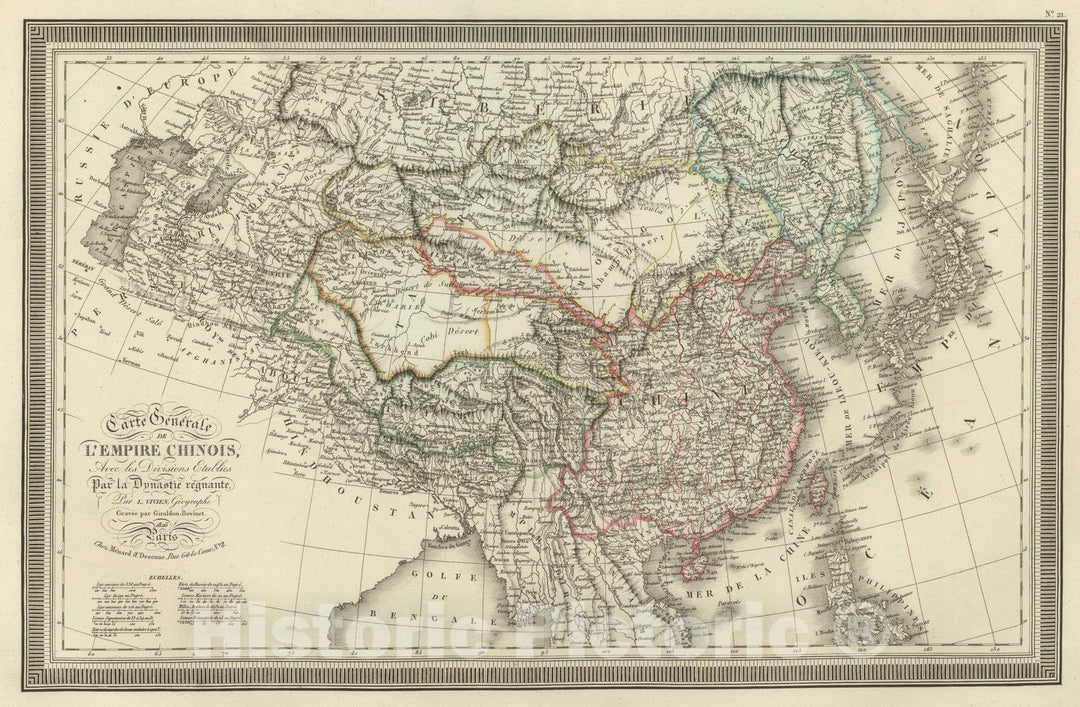 Historic Map : China; Tibet, 1826 Carte Generale de l'Empire Chinois. , Vintage Wall Art