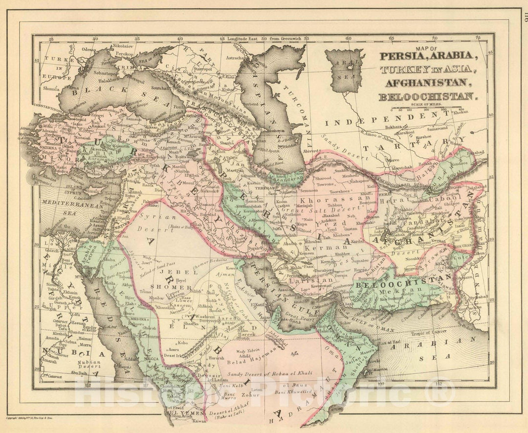 Historic Map : 1886 Persia, Arabia, Turkey, Afghanistan, Beloochistan. - Vintage Wall Art