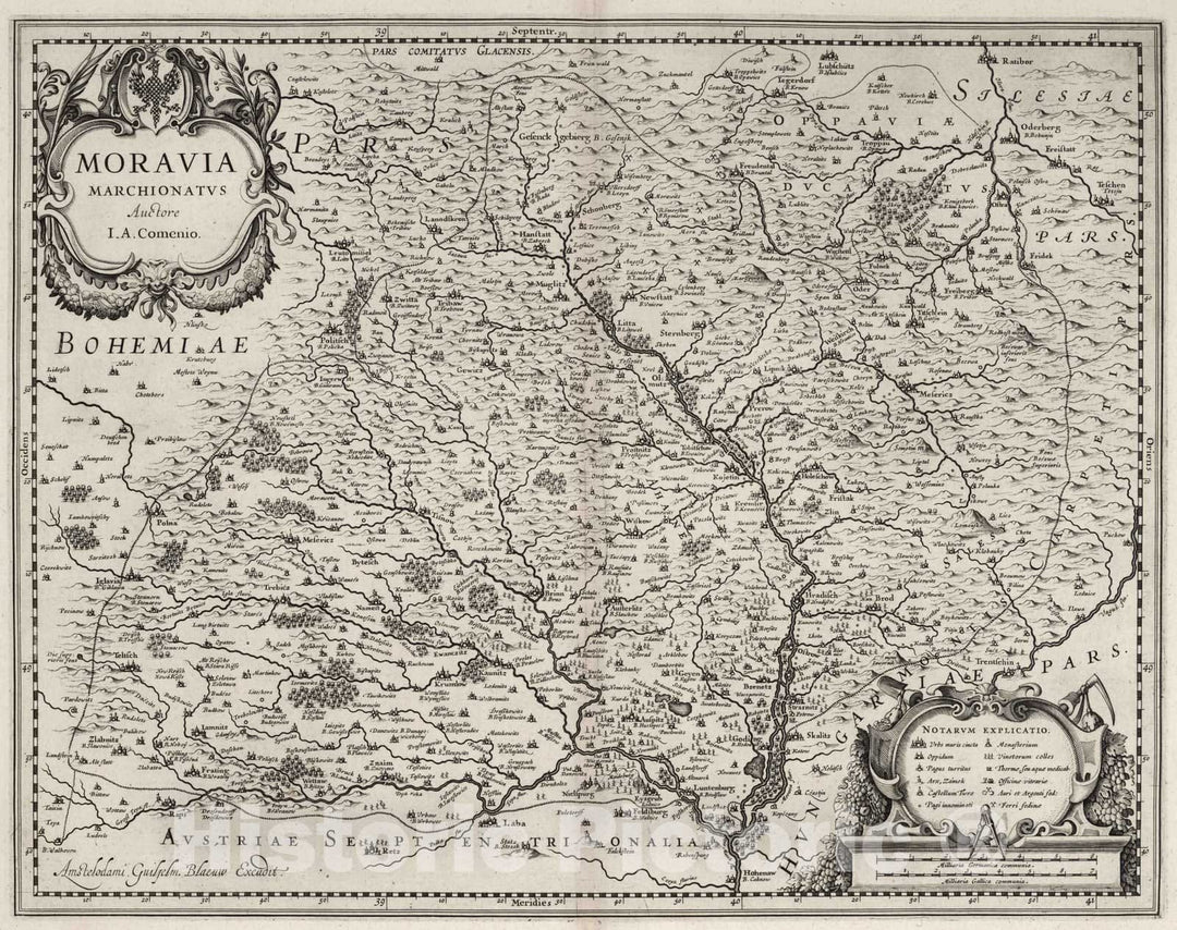 Historic Map : Moravia (Czech Republic) 1630 Moravia Marchionatus. , Vintage Wall Art