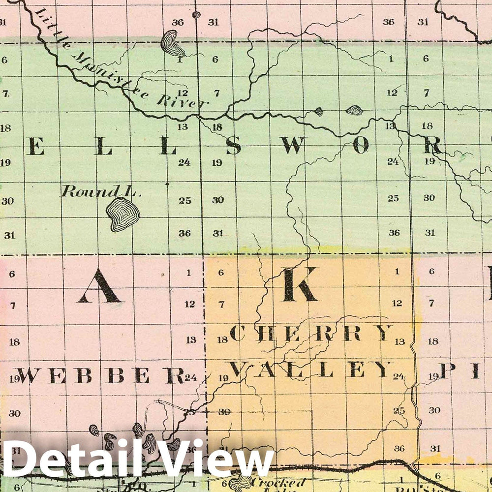 Historic Map : 1873 (Map of Lake County, Michigan) - Vintage Wall Art