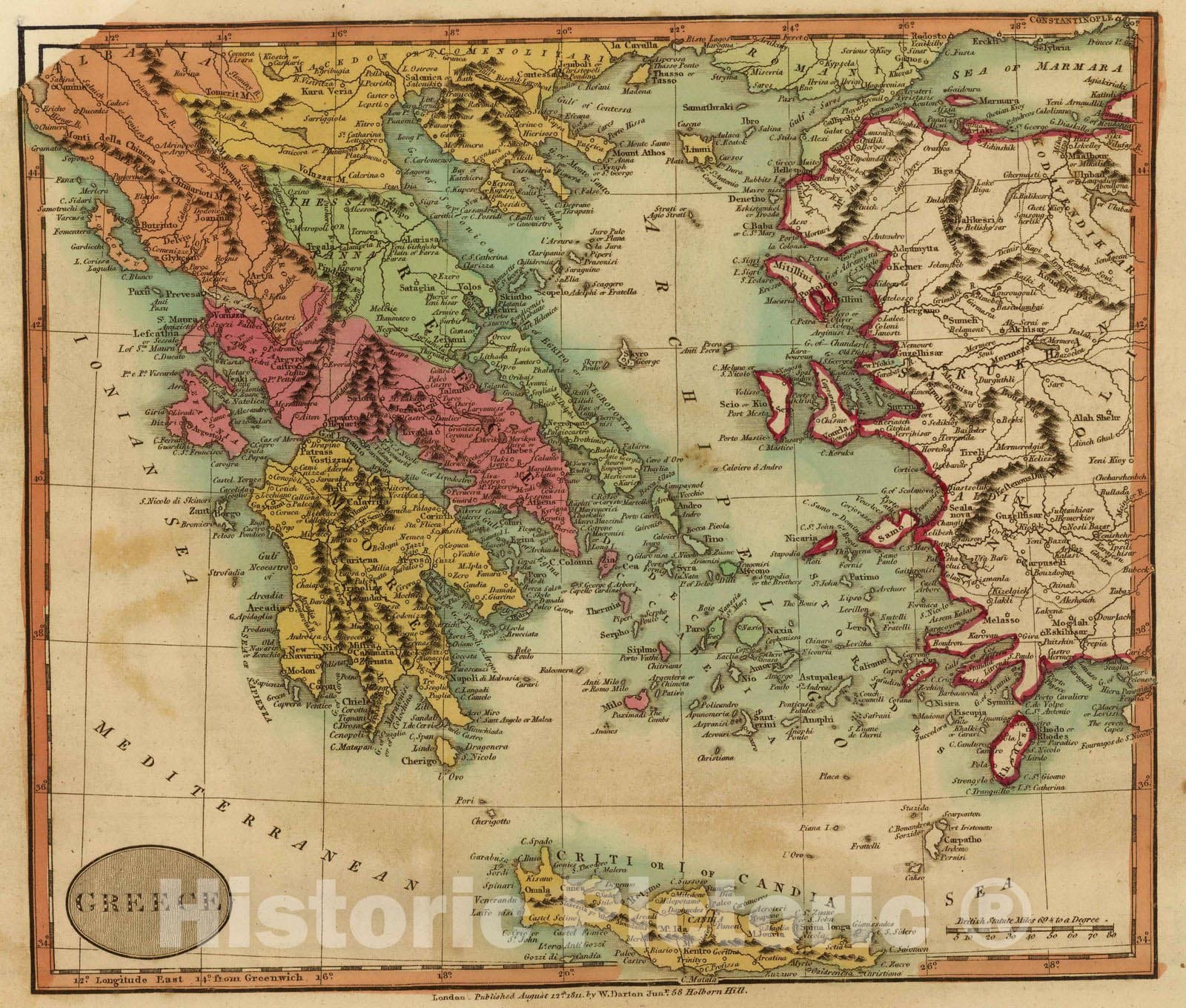 Historic Map : 1811 Greece. - Vintage Wall Art