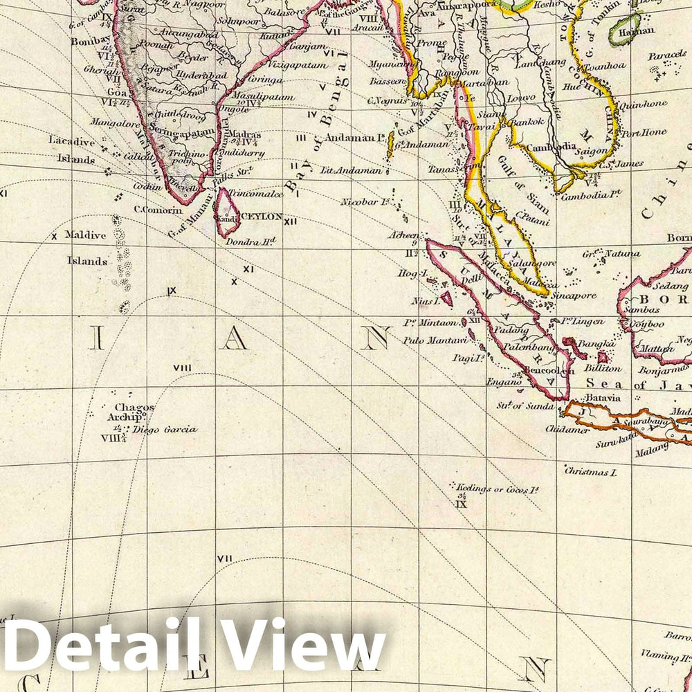 Historic Map : 1831 (World, gnomonic proj. IV. Asia) - Vintage Wall Art