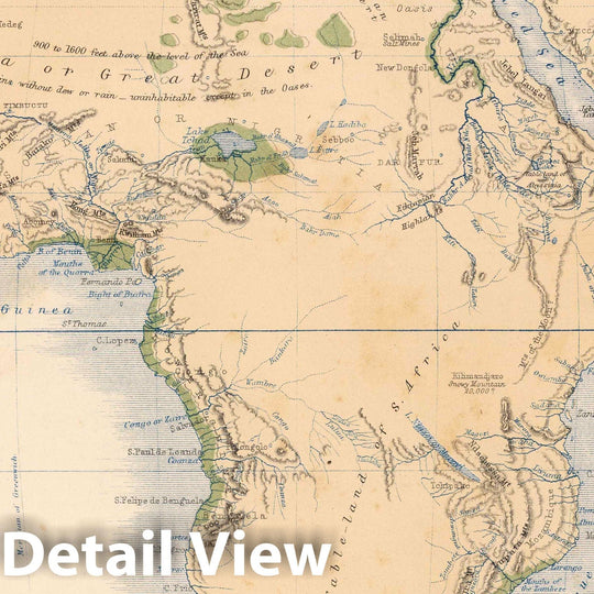 Historic Map : 1852 Mountains, Table Lands, Plains & Valleys of Africa - Vintage Wall Art