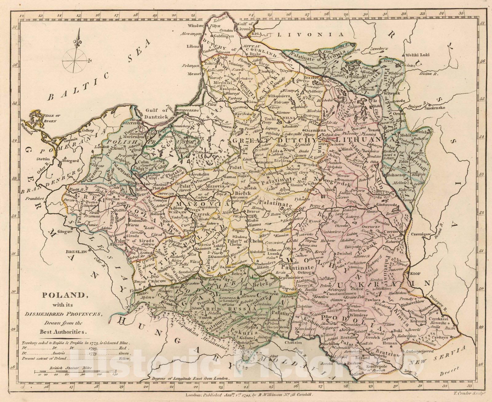 Historic Map : 1799 Poland - Vintage Wall Art