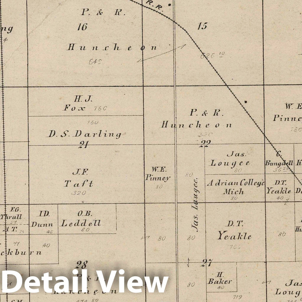 Historic Wall Map : 1874 Dewey Township, Laporte County, Indiana. - Vintage Wall Art