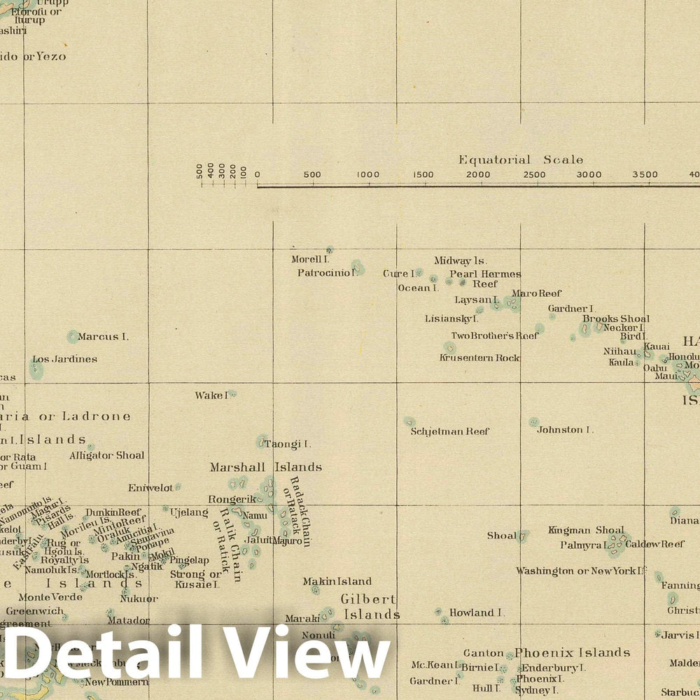 Historic Map : Oceania, Pacific 1899 No. 1. Pacifico. , Vintage Wall Art