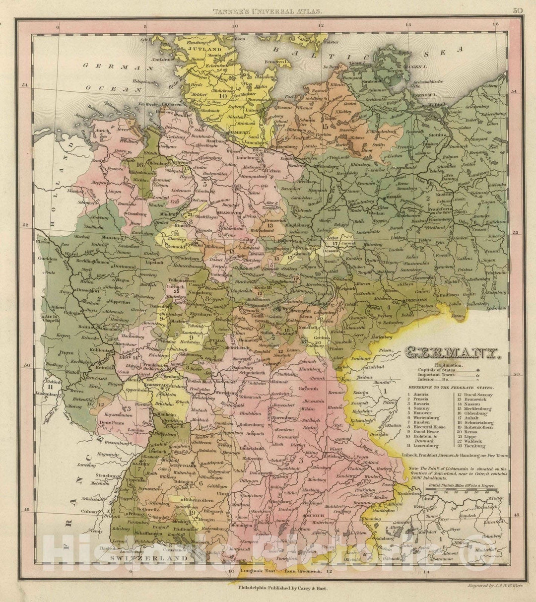 Historic Map : 1845 Germany. v1 - Vintage Wall Art