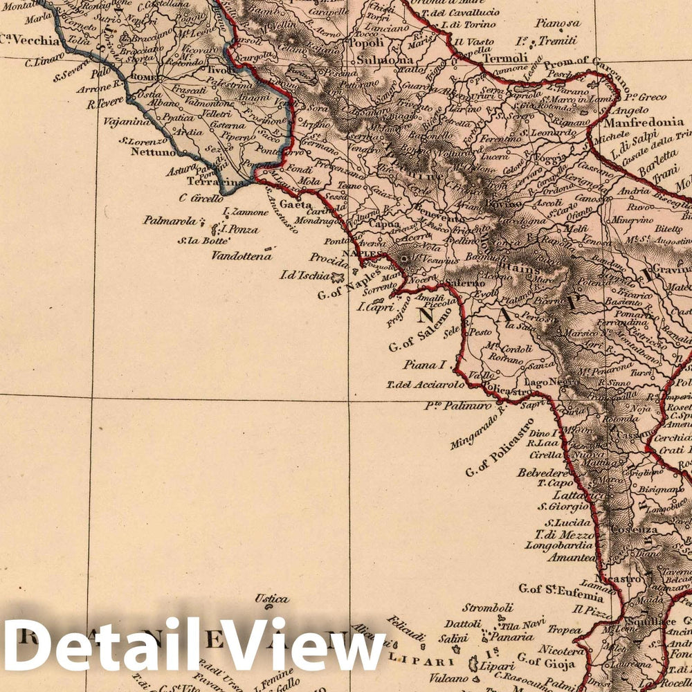 Historic Map : 1825 Southern Italy - Vintage Wall Art