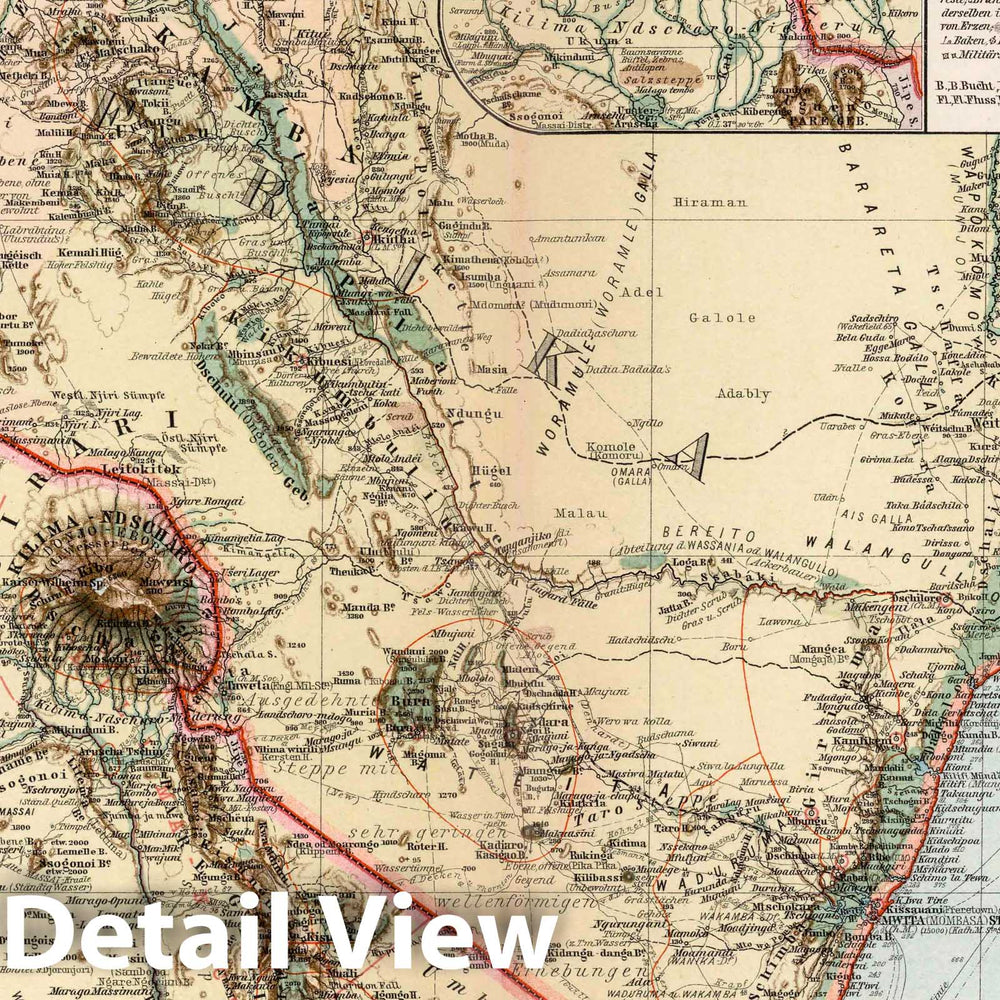 Historic Map : Kenya, 1897 Nr. 20. Ostafrikanisches Schutzgebiet in 4 Blaettern, Blatt 2. (East African reserve in 4 sheets, sheet 2.) , Vintage Wall Art