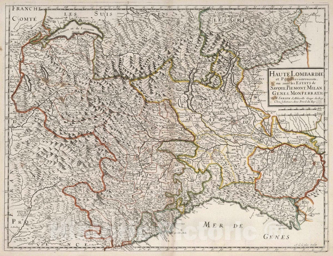 Historic Map : 1697 Upper Lombardy, Italy. - Vintage Wall Art