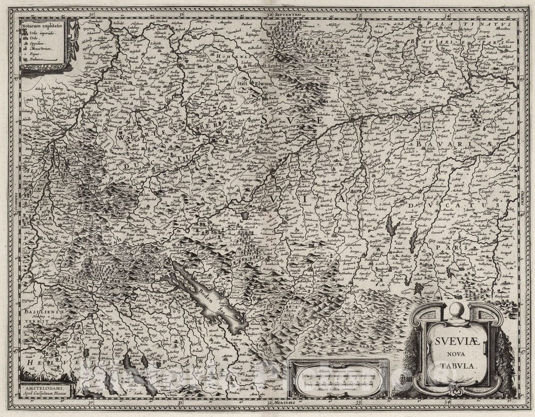 Historic Map : Swabia , Germany 1630 Sueviae Nova Tabula. , Vintage Wall Art