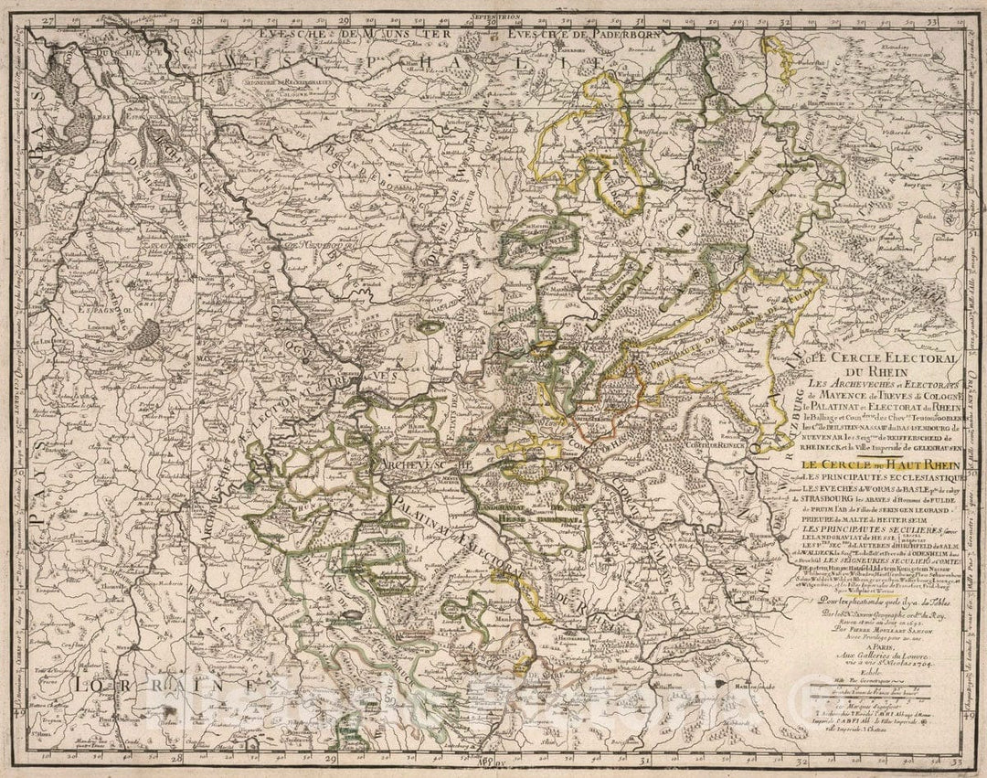 Historic Map : 1704 Upper Rhine, Germany. - Vintage Wall Art