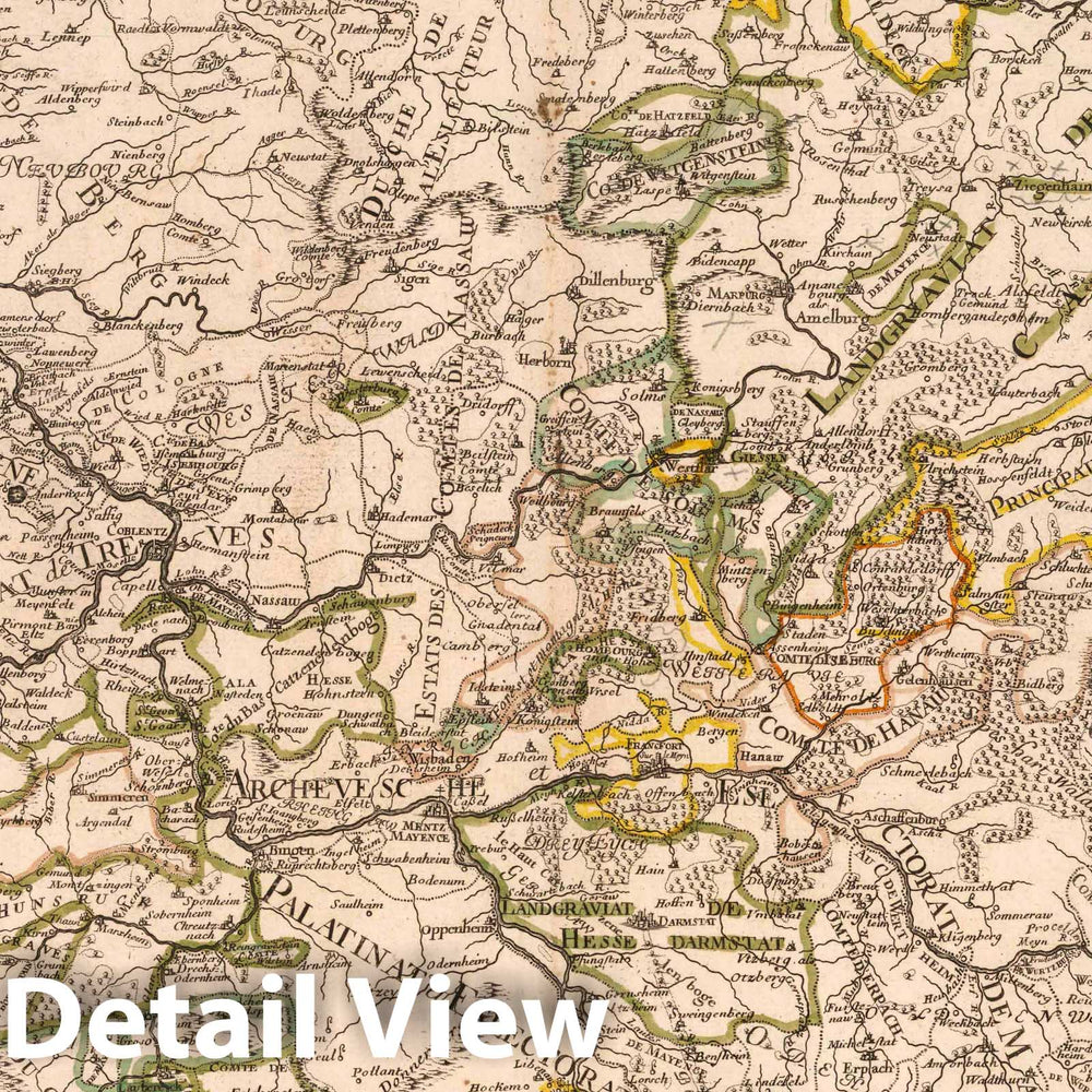 Historic Map : 1704 Upper Rhine, Germany. - Vintage Wall Art