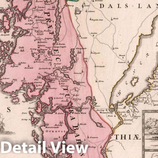 Historic Map : Norway, 1729 Tractus Norvegiae Suecicus Praefecturam Bahusiae. , Vintage Wall Art