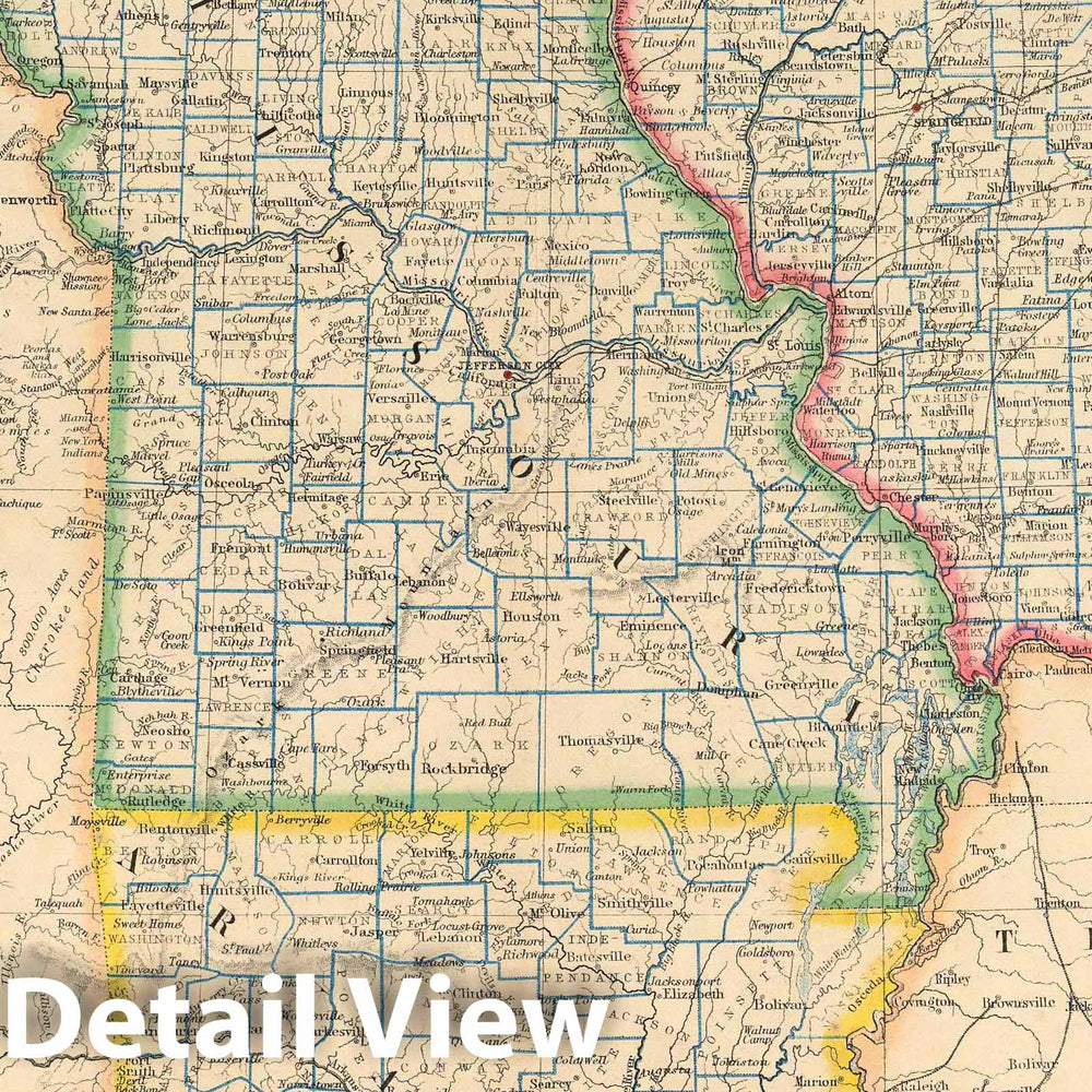 Historic Map : National Atlas - 1857 States Of Illinois, Missouri, And Arkansas. - Vintage Wall Art