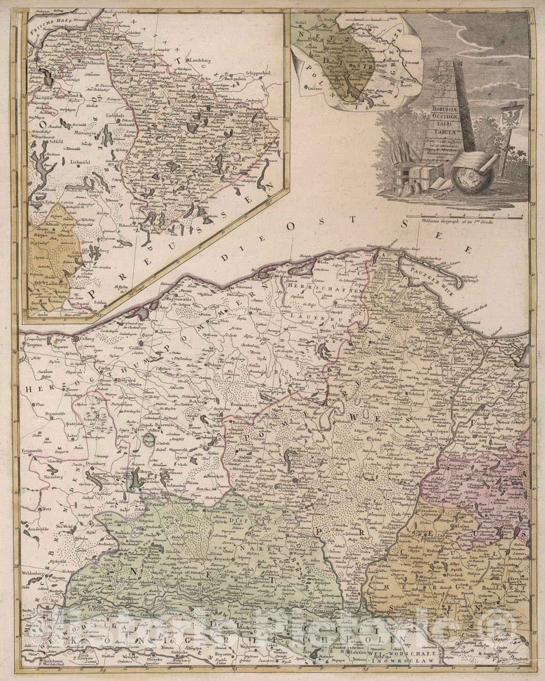 Historic Map : Poland, 1780 Borussiae Occidentalis Tabula. , Vintage Wall Art