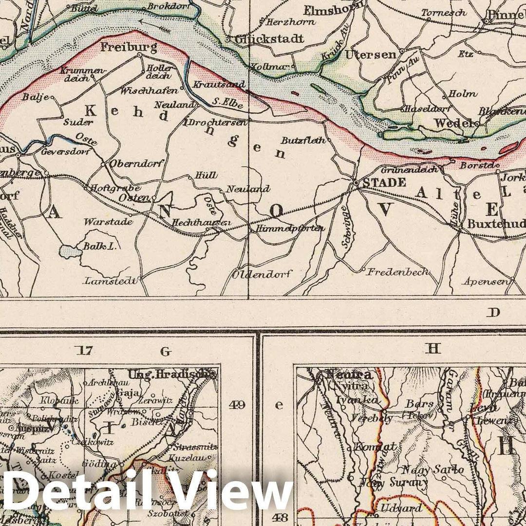 Historic Map : 1906 Kaiser Wilhelm's Canal. Mouth of the Elbe River. Environs of Vienna and of Budapest. - Vintage Wall Art