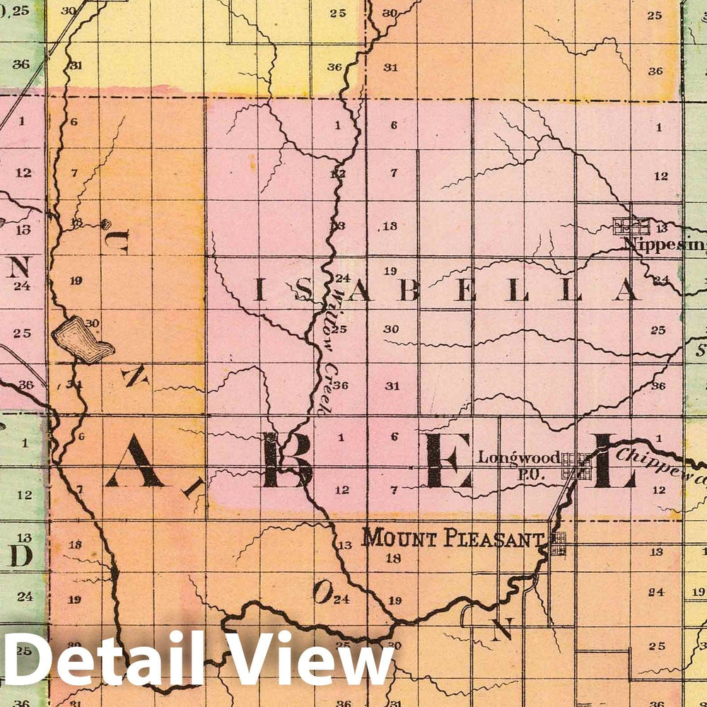 Historic Map : 1873 (Map of Isabella County, Michigan) - Vintage Wall Art