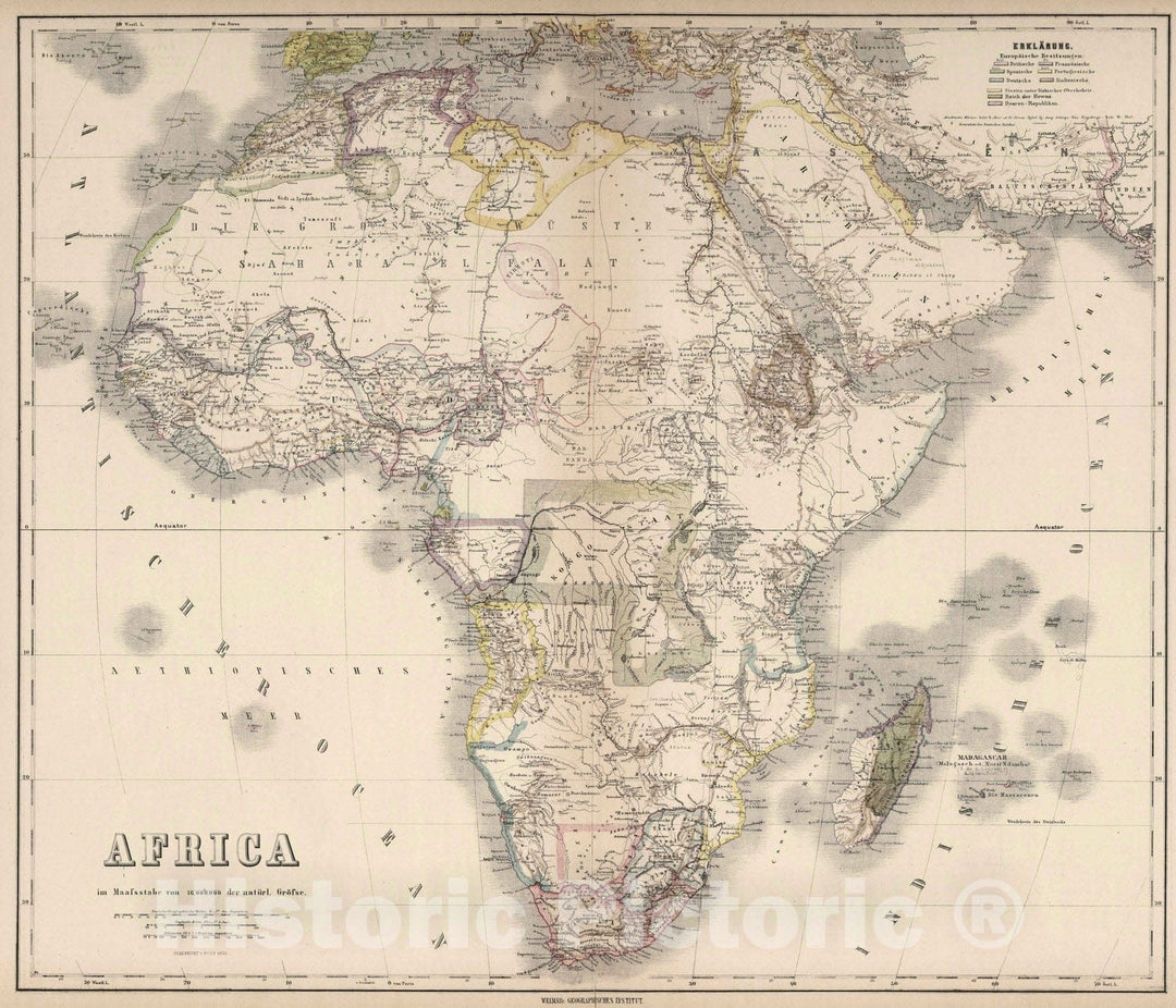 Historic Map : 1886 Africa. v4 - Vintage Wall Art