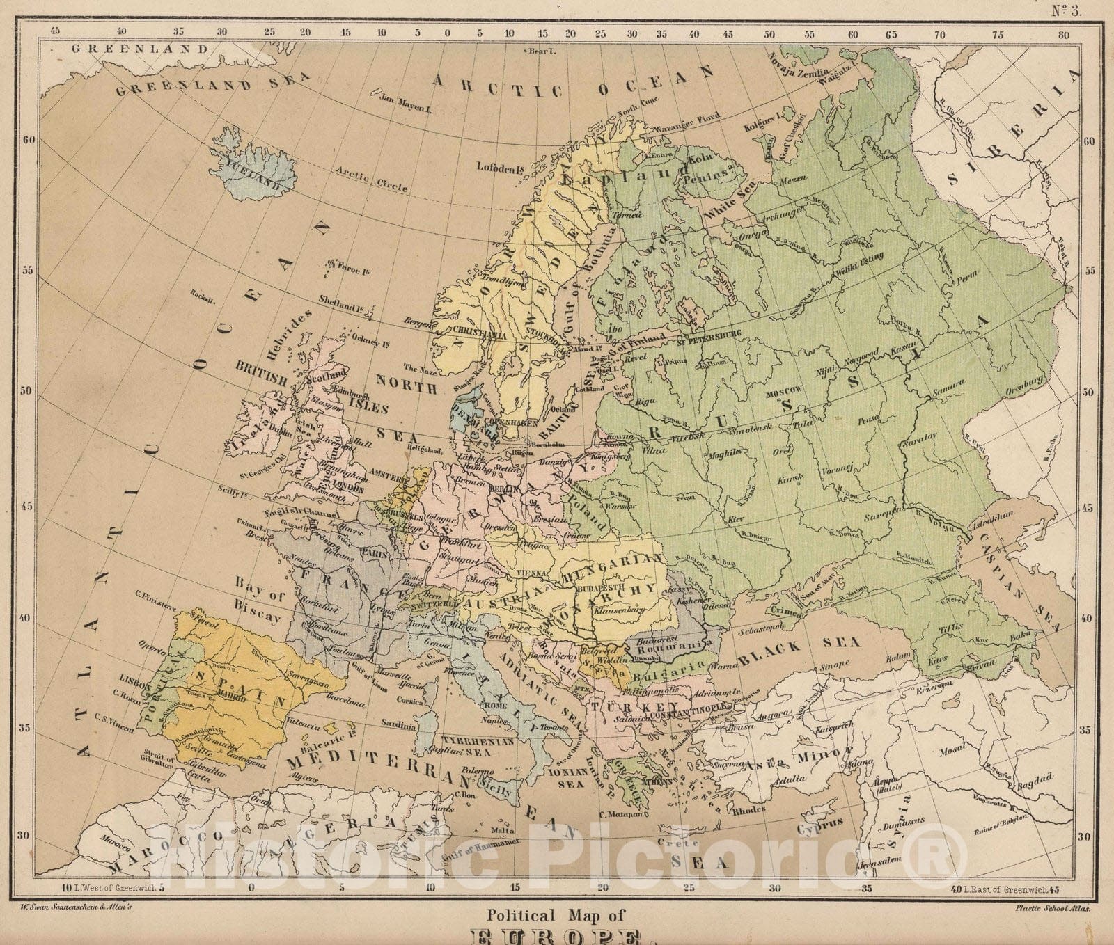 Historic Map : 1880 Political Map of Europe. - Vintage Wall Art