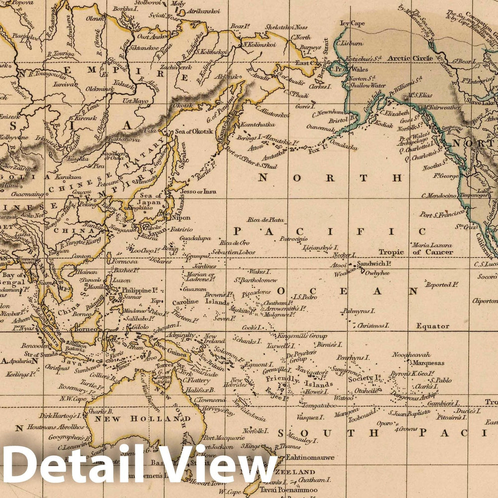 Historic Map : 1825 World on Mercator Projection - Vintage Wall Art