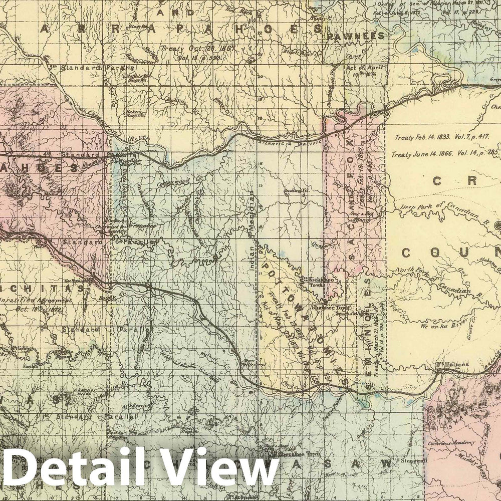 Historic Map : 1884 Indian Territory. - Vintage Wall Art