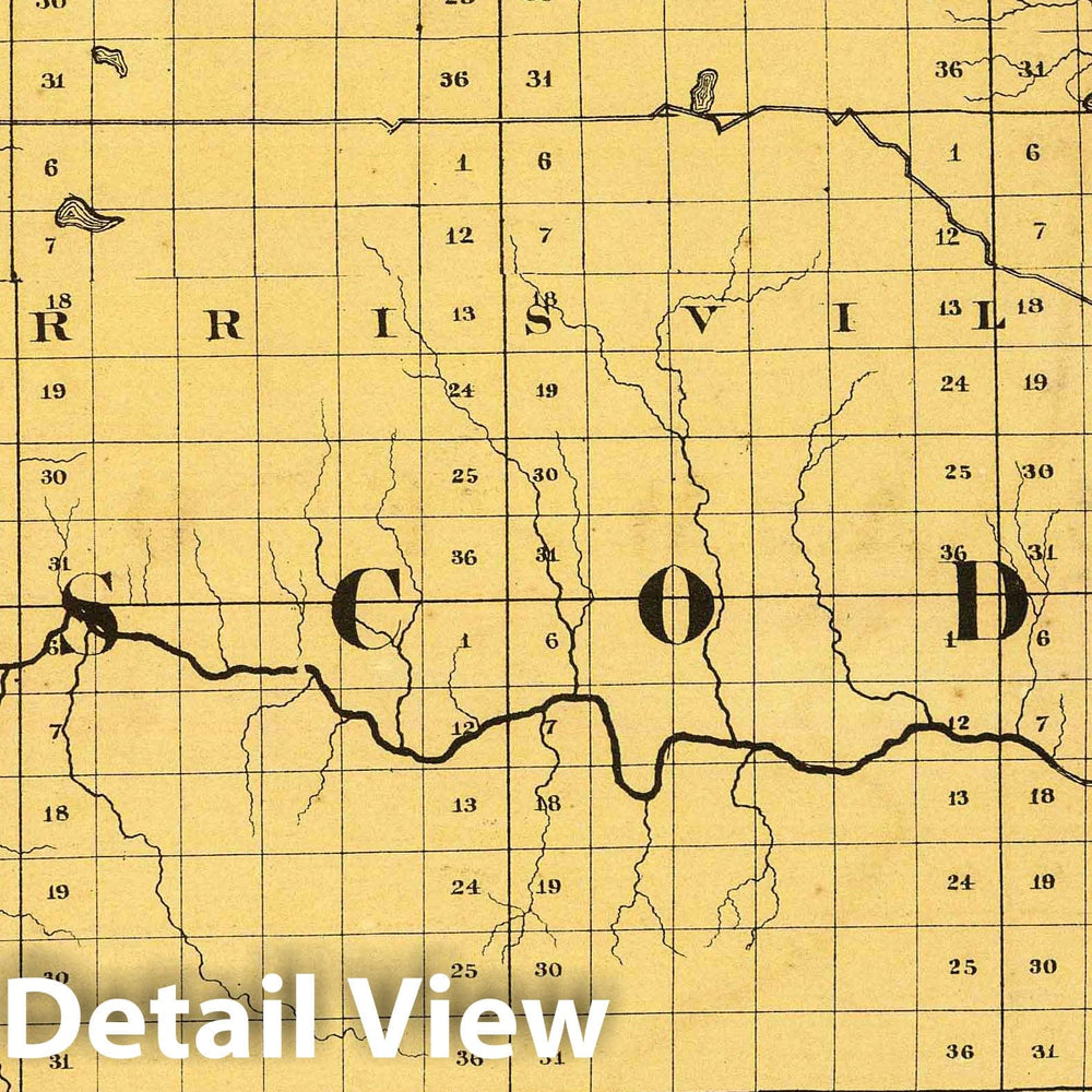 Historic Map : 1873 (Map of Oscoda County, Michigan) - Vintage Wall Art