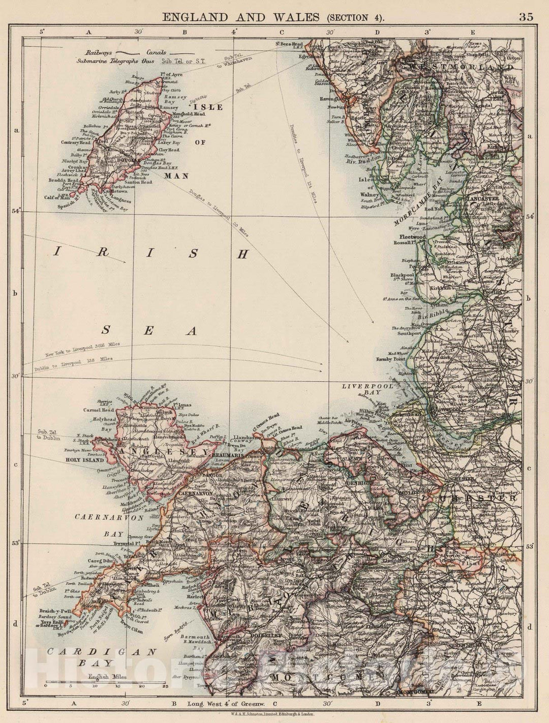 Historic Map : 1906 England and Wales (Section 4). - Vintage Wall Art