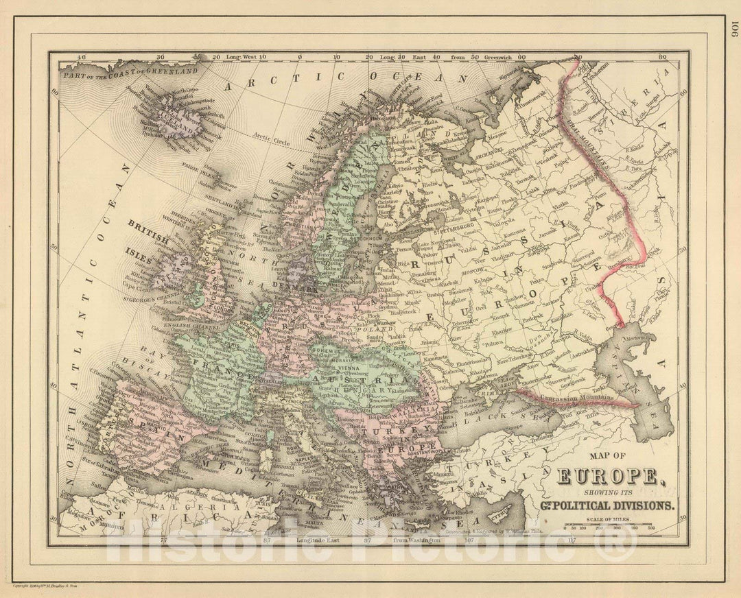 Historic Map : 1886 Europe. v1 - Vintage Wall Art