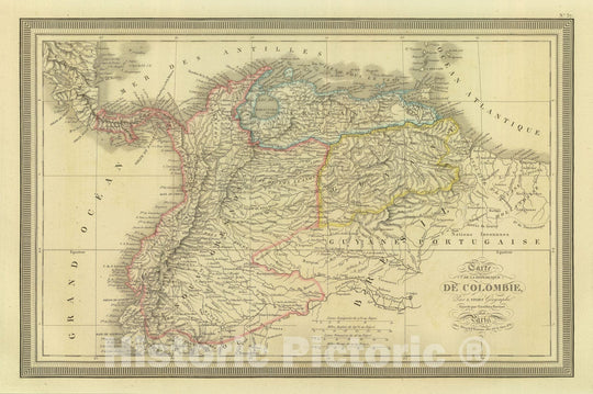 Historic Map : Colombia; Panama, 1826 Republique de Colombie. , Vintage Wall Art