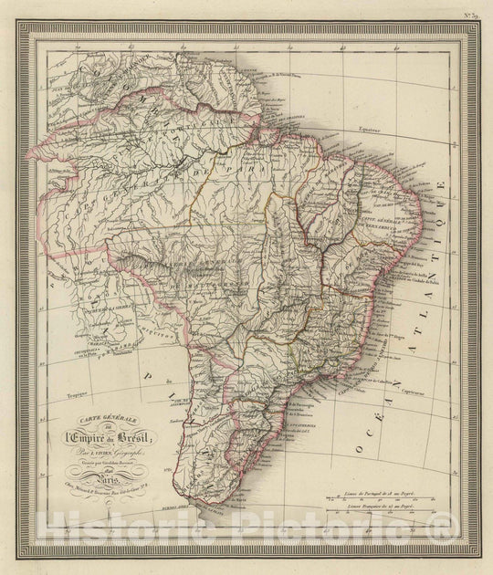 Historic Map : Brazil, 1826 Carte Generale de l'Empire du Bresil. , Vintage Wall Art