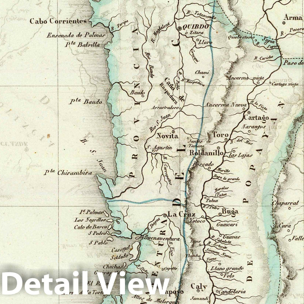 Historic Map : Colombia, 1827 Cauca. , Vintage Wall Art