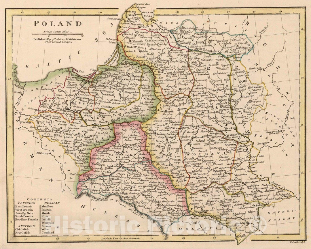 Historic Map : 1808 Poland. v1 - Vintage Wall Art